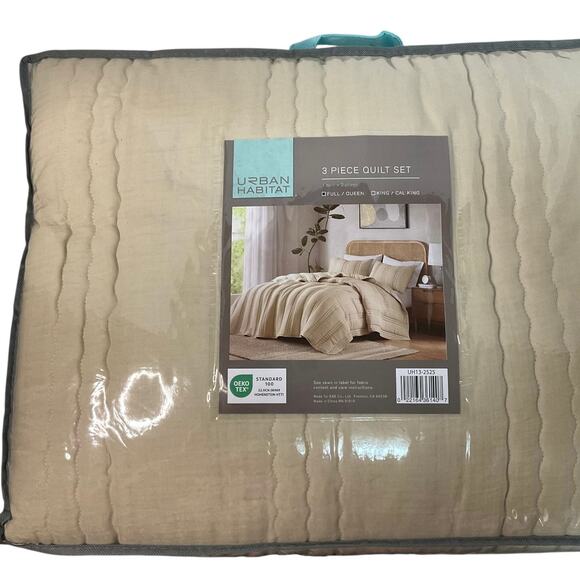 Urban Habitat Dune Gauze 3 Pc Quilt Set Beige Full/Queen - Picture 3 of 3
